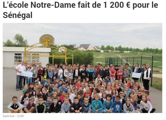 L'école Notre-Dame fait un don de 1200€ pour le Sénégal